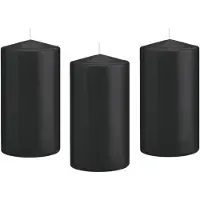 Trend Candles 8x Kaarsen zwart 8 x 15 cm 69 branduren sfeerkaarsen - Stompkaarsen