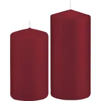 Trend Candles Stompkaarsen set van 6x stuks bordeaux rood 12 en 15 cm - Stompkaarsen