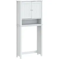 vidaXL Wasmachinekast BERG 76x27x164,5 cm massief hout wit
