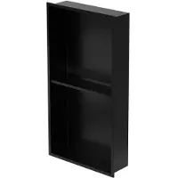 ECD-Germany Douchebak 2 niveaus 30x60 cm zwart roestvrij staal wandnis Douchebak LuxeBad