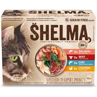 Shelma 2x zalm, rund, kabeljauw, kip graanvrij 12 zakjes