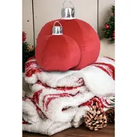 Unique living - Kerst Decoratie - Sierkussen - Kerstbal - Kerstkussen - Rood - 2 Stuks