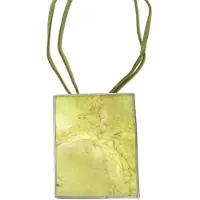 Behave Ketting van suède met vierkante schelpenhanger 43,5 cm - Nikkelvrij