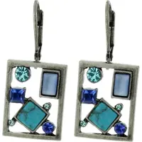 Behave - Oorbel hanger zilverkleur - Geometrisch blauw - Modern chic