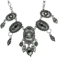 Behave ketting zilverkleur met hangers en stenen 40 cm - bohemian stijl