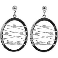 Behave - Oorbelhangers dames - Zilverkleur ovaal - Modern minimal look