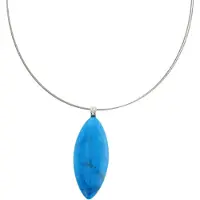 Behave Ketting zilverkleur met turquoise hanger - 40 cm