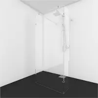 Van Rijn Vrijstaande douchewand helder glas met haakse wand incl 2 stabilisatiestangen 200x150x50 cm