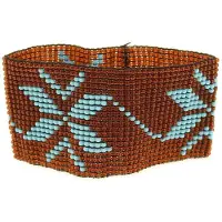 Behave - Bohemian armband bruin met blauwe kralen - Handgemaakt - Festival