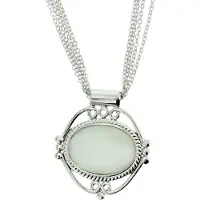 Behave Ketting met witte hanger - metaal - anker schakel - 40 + 5 cm - wit