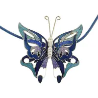 Behave - Ketting - Dames - Emaille Vlinder - Blauw - 42 cm (+ 6 cm verlengketting)