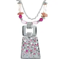 Behave - Zilverkleurige ketting met roze hanger - Creatieve trendlook