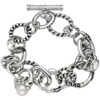 Behave - Zilverkleurige armband - Parelmoer accenten - Klassieke stijl