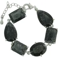 Behave - Armband met Druppelvormige en Bagetvormige Antraciet Zwarte Stenen
