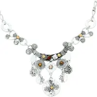 Behave - Ketting met bruine stenen en bloemendetails - Modeaccessoire voor boho-chic looks