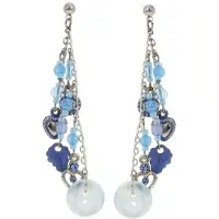 Behave - Oorhangers met knoop en kralen - Blauw - Speelse look