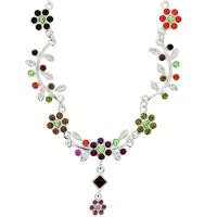 Behave - Ketting met bloemenhanger - zilverkleur - kleurrijke natuurstijl