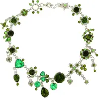 Behave - Ketting dames expressieve stijl - zilverkleur groen accent - 43 cm