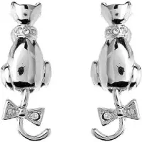 Behave - Oorbellen kat zilverkleur - Schattig & Speels - Feestlook