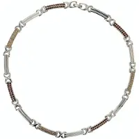Behave - Korte Schakelketting - Bruine Stenen - 43 cm