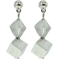 Behave - Oorhangers kubus zilverkleurig - Geometrische stijl