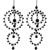 Behave - Oorbelhangers dames - Zwart rond design - Avond glamour