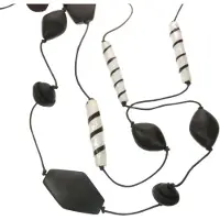 Behave - Lange ketting met houten en keramieke kralen - 110 cm - Bohemian stijl sieraden