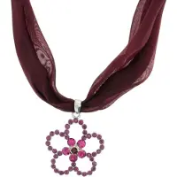 Behave - Zijde ketting met bloemenhanger en roze stenen - Romantische stijl - 40 cm