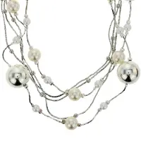Behave Zilver-kleurige ketting met parels