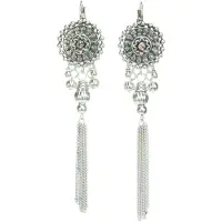 Behave - Oorhangers zilverkleur roze - Vintage look voor avondkleding
