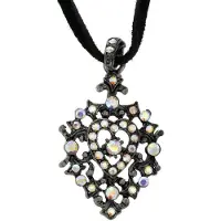 Behave - Ketting - Zwart met vintage hanger en steentjes - Feestelijk uniek