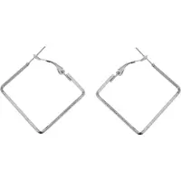 Behave - Oorringen vierkant zilverkleur 3,5 cm - Nikkelvrij - Geometrische sieraden