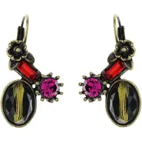 Behave - Oorhangers met gekleurde stenen - goudkleur - vintage expressief