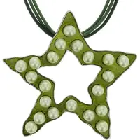 Behave - Ketting groen met ster hanger en parels - Modeaccessoire voor speelse outfits - Lengte 40,5 cm (+verlengketting 5 cm)