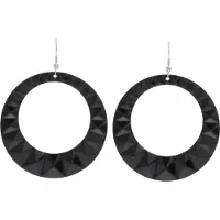 Behave - Oorhangers Dames - Grote Rond Oorbellen - Zwarte - Diameter 6 cm