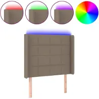 vidaXL Hoofdbord LED 93x16x118/128 cm stof taupe