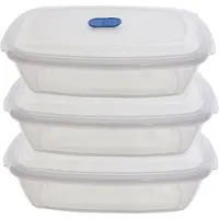 Whitefurze Vershoudbakje - 3x - magnetron/vriezer - kunststof - 1 L - Vershoudbakjes