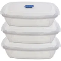 Whitefurze Vershoudbakje - 3x - magnetron/vriezer - kunststof - 2,33 L - Vershoudbakjes