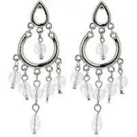 Behave - Zilverkleurige oorhangers met heldere kraaltjes - Fashion sieraden