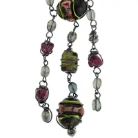 Behave - Ketting - Bruine Glaskralen met Hangers - Retro-Style