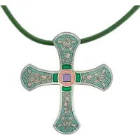 Behave - Emaille kruis ketting dames - Boho stijl - Groen pastel