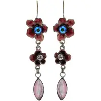Behave - Oorhangers bloemen retro stijl met roze steen - Cadeau idee