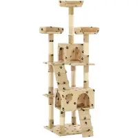 vidaXL Kattenkrabpaal met sisal krabpalen 170 cm pootafdrukken beige