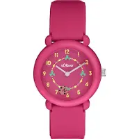 s.Oliver Kwartshorloge 2036532 Armbandhorloge, kinderen, meisjes, lieveheersbeestje, klavertjes, siliconen armband