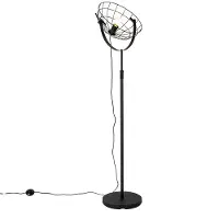 QAZQA Industriële vloerlamp zwart 35 cm verstelbaar - Hanze
