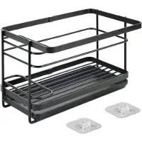 SmartaSaker - Gootsteenorganizer - Ophangen zonder boren - Incl. Plakstrips - Met uitlekbakje - Ook losstaand - Zwart
