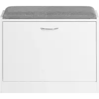 SoBuy - Schuhkipper - Schoenenbank met schoenenrek - FSR16-K-W - 60x47x24 cm - Wit