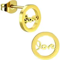 Montebello Oorbellen Asal B - 316L Staal PVD - Tekst - Liefde - Ø10mm