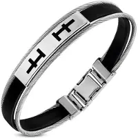 Montebello Armband Jack A - 316L Staal - Kabel - Rubber - 12mm - 20cm