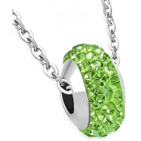 Montebello Ketting Maya Green - 316L Staal - Shamballa - 10x6mm - 45cm